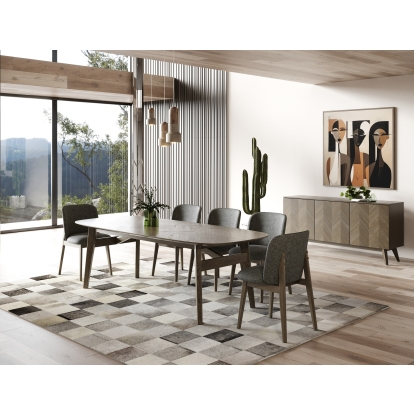 Modrest Costello Mid-Century Modern Grey Fabric + Wenge Dining Chair (Set of 2) Grey Dining Chair 82625Z VGMA-MI-1158-GRYWGE