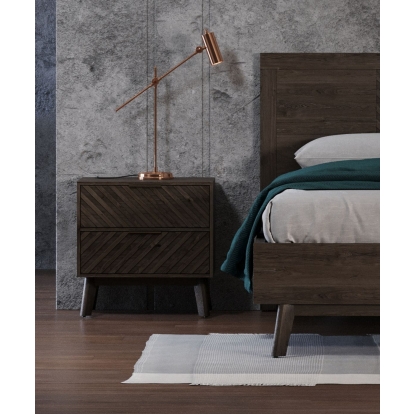 Modrest Daisy Mid-Century Dark Acacia Bedroom Set Brown Bedroom Set 78390|78391 VGWDKYOTO-SET