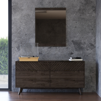 Modrest Daisy Mid-Century Dark Acacia Mirror Brown Mirror 77665 VGWDKYOTO-MIR