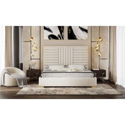 LA Furniture Eastern King Daystar Modern Beige Velvet and Gold Bed VGVCBD1905-19-BGE-BED-EK Contemporary Style by Vig Furnitrue Number 79494 Catch Home Goods