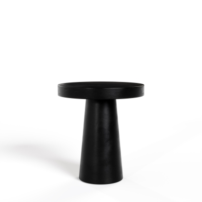 Modrest Desoto Modern Black Concrete Round End Table Black End Table 81838 VGGR-DESTOTO-BLK