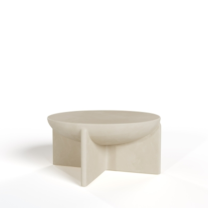 Modrest Elsa Modern Beige Concrete Round Coffee Table Beige Coffee Table 81847 VGGR-615480-BGE
