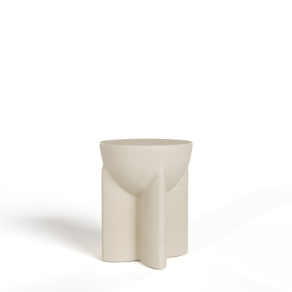 Modrest Elsa Modern Beige Concrete Round End Table Beige End Table 81846 VGGR-615436-BGE