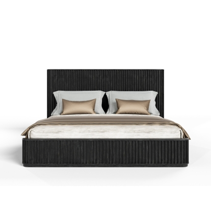 Modrest Fields Modern Black Acacia Bed Black Bed 82585|82586 VGWD-VGD2-BED-BLK