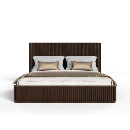 Modrest Fields Modern Walnut Acacia Bed Walnut Bed 82591 VGWD-VGD3-BED-WAL