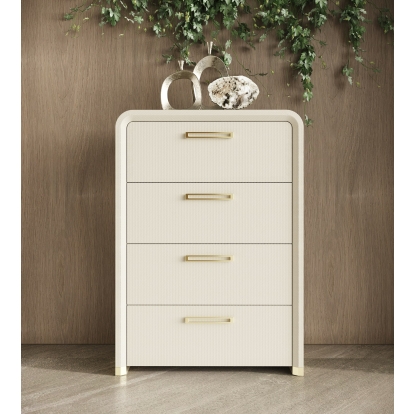 Modrest Florence Modern Beige Leatherette + Gold Chest Beige Chest 82678 VGVC-J2410-4H