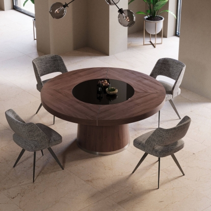 Modrest Houston Round Modern Dining Table Walnut Dining Table 76513 VGHB850T-WAL