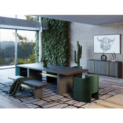 Modrest June Modern Dark Grey & Walnut Dining Table Walnut Dining Table 78560B VGGR639082-WAL-DT