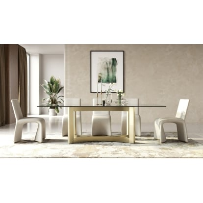 LA Furniture Mingus Modern Glass + Brushed Brass Rectangualr Dining Table VGVC-T23966 Contemporary Style by Vig Furnitrue Number 81895 Catch Home Goods