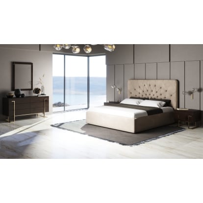 LA Furniture Moontide Glam Beige Velvet and Brushed Brass EK Bedroom Set VGVCBD1922-19-BED-SET-EK Contemporary Style by Vig Furnitrue Number 80268 Catch Home Goods
