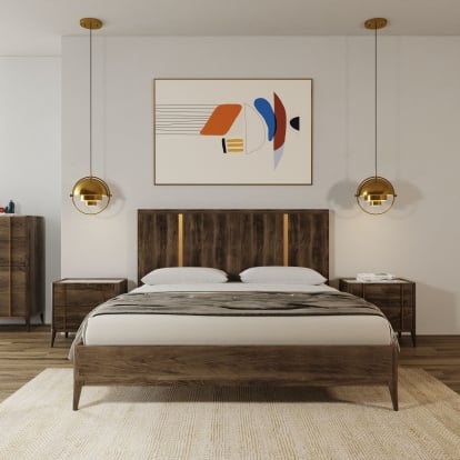 LA Furniture Oakley Mid-Century Dark Brown Bed VGWDLCY-QB05-USA-OA-BED Contemporary Style by Vig Furnitrue Number 78745|78746 Catch Home Goods