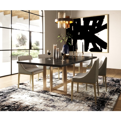 Modrest Fairview Modern Grey & Brass Dining Chair Grey Dining Chair 79754 VGGA-6947CH-GRY-B-DC