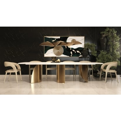LA Furniture Reynold Glam Faux Marble + Gold Stainless Steel Dining Table VGGM-DT-1768 Contemporary Style by Vig Furnitrue Number 81786 Catch Home Goods