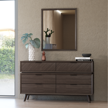 LA Furniture Roger Mid-century Acacia Mirror VGWDSTHL-MR-SANTI Contemporary Style by Vig Furnitrue Number 77667 Catch Home Goods