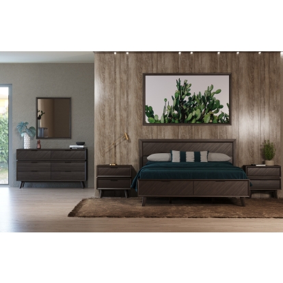 Modrest Roger Mid-century Acacia Bedroom Set Brown Bedroom Set 80224|80225 VGWDROGER-BRN-SET
