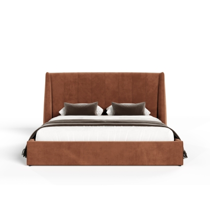 Modrest Roma Modern Burnt Orange Microfiber Upholstered Bed Orange Bed 81429|81430 VGVCBD2305-BORG