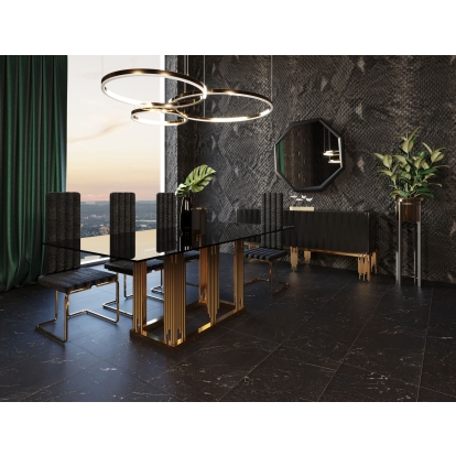 Modrest Token Modern Smoked Grey Glass & Rosegold Dining Table Other Dining Table 73210 VGVCT816