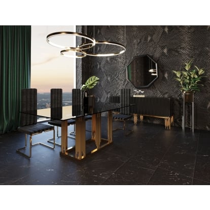 LA Furniture Token Modern Smoked Grey Glass & Rosegold Dining Table VGVCT816 Contemporary Style by Vig Furnitrue Number 73210 Catch Home Goods