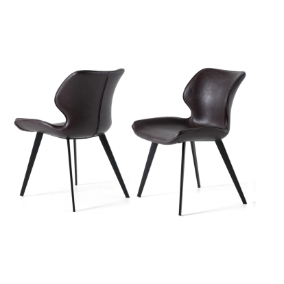 Modrest Moira Modern Dark Brown Eco-Leather Dining Chair (Set of 2) Brown Dining Chair 79586Z VGHR3638-DKBRN-DC