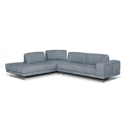 Lamod Italia Mood Contemporary Blue Leather Left Facing Sectional Sofa Blue Sectional Sofa 78661A|80889 VGCCMOOD-SPAZIO-BLUE-LAF