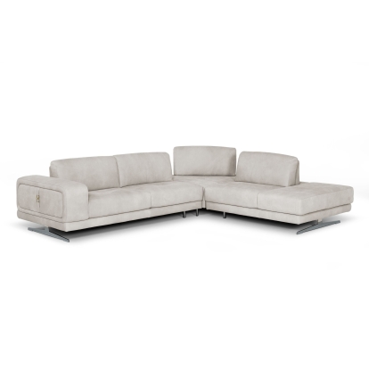 Lamod Italia Mood Contemporary Light Grey Leather Right Facing Sectional Sofa Grey Sectional Sofa 78660|80890 VGCCMOOD-SPAZIO-LT-GRY-RAF
