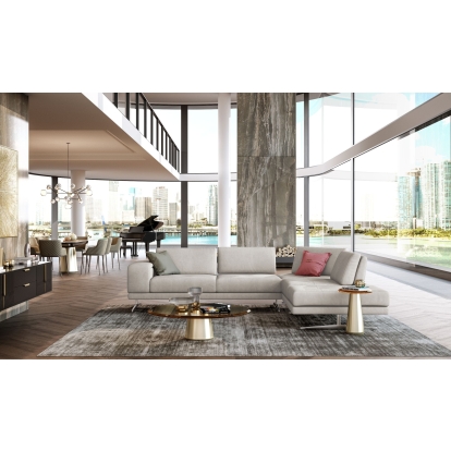 Lamod Italia Mood Contemporary Light Grey Leather Right Facing Sectional Sofa Grey Sectional Sofa 78660|80890 VGCCMOOD-SPAZIO-LT-GRY-RAF