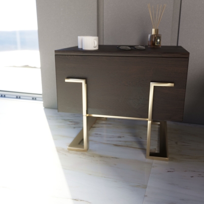 LA Furniture Moontide Modern Smoked Ash & Gold Nightstand VGVCJ1922-D Contemporary Style by Vig Furnitrue Number 76720 Catch Home Goods
