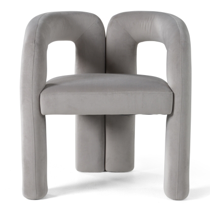 Modrest Mulgrew Modern Light Grey Velvet Dining Chair Light Grey Dining Chair 81411 VGMF-D1128-LTGRY