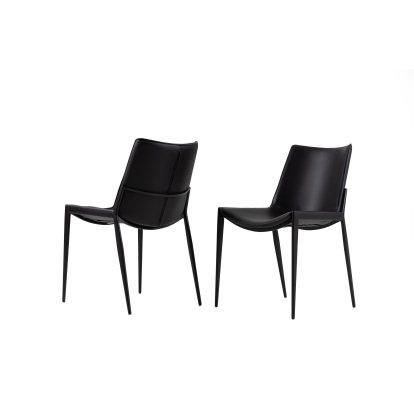Modrest Murray Modern Black Vegan Leather Dining Chair (Set of 2) Black Dining Chair 82437Z VGHR-3634-BLK