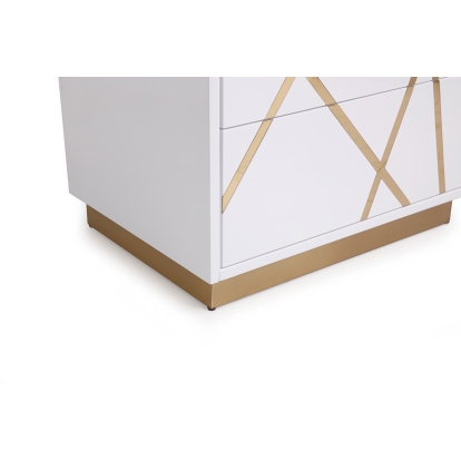 Modrest Nixa Modern Wide White and Gold Nightstand White Nightstand 80123 VGVCN1909-WHT-1-W