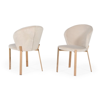 Modrest Nadia Modern Beige Velvet & Rosegold Dining Chair (Set of 2) Beige Dining Chair 77366Z VGVCB209-BEI