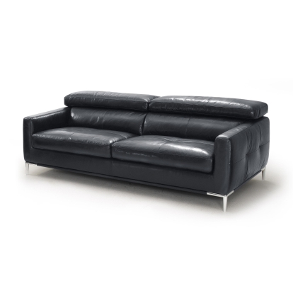 Divani Casa Natalia Modern Black Leather Sofa Black Sofa 78208 VGKK1281X-BLK-S