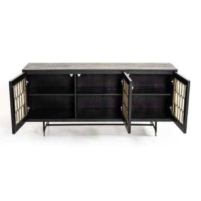 Modrest Natalie Modern Black Acacia & Antique Brass Buffet Black Buffet 75491 VGLBGATS-SB167-02