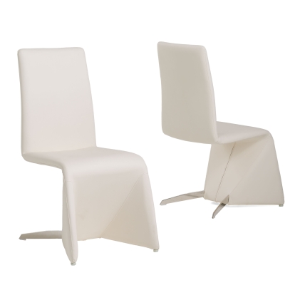 Nisse Contemporary White Leatherette Dining Chair (Set of 2) White Dining Chair 15949Z VGVCB878-WHT