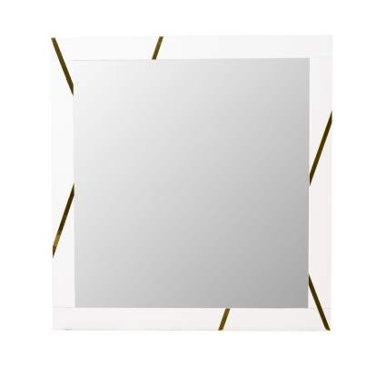 LA Furniture Nixa Modern White & Gold Mirror VGVCJ1909-MIR Contemporary Style by Vig Furnitrue Number 75864 Catch Home Goods