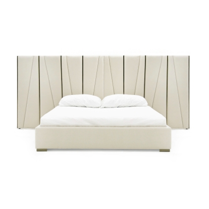 Modrest Nixa Modern Beige Velvet + Brushed Bronze Bed Beige Bed 80559|80001|82703 VGVC-BD1909-BED-BGE