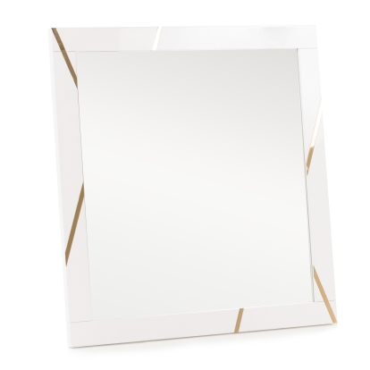 LA Furniture Nixa Modern White & Gold Mirror VGVC-J1909-M-L Contemporary Style by Vig Furnitrue Number 80125 Catch Home Goods