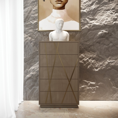 Modrest Nixa Modern Wide Birch + Brushed Bronze Chest Brown Chest 79919 VGVC-J1909-5H-L-BIR