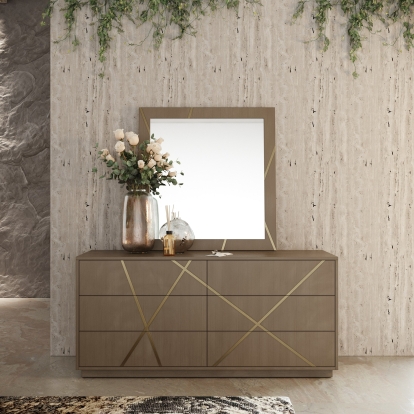 LA Furniture Nixa Modern Birch + Brushed Bronze Mirror VGVC-J1909-M-L-BIR Contemporary Style by Vig Furnitrue Number 79920 Catch Home Goods