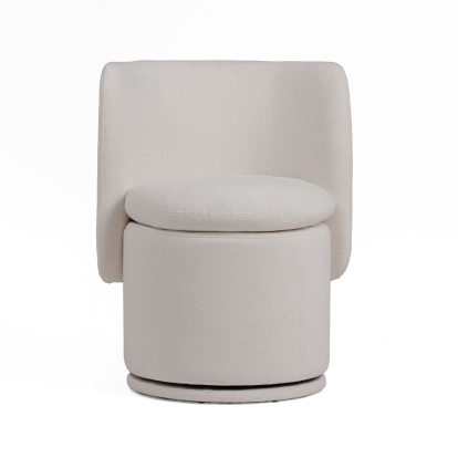 Divani Casa Norris Modern Ivory Fabric Swivel Dining Chair Off-White Dining Chair 81386 VGKK-KF.Y2138-IVY