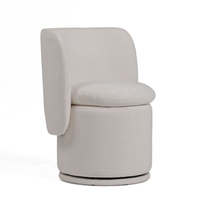 Divani Casa Norris Modern Ivory Fabric Swivel Dining Chair Off-White Dining Chair 81386 VGKK-KF.Y2138-IVY