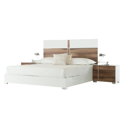 Nova Domus Giovanna Italian Mid-Century White & Cherry Bed White Bed 72072A|71963A VGACGIOVANNA-BED