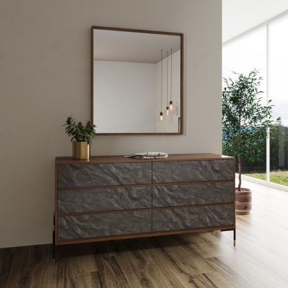 LA Furniture Metcalf Mid-Century Walnut Mirror VGMAQT-S831-BR-120-WAL-MIR Contemporary Style by Vig Furnitrue Number 78679 Catch Home Goods