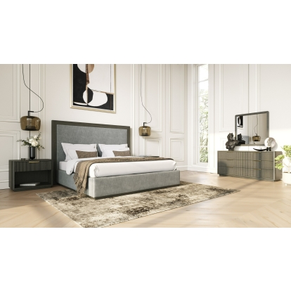 Nova Domus Santa Barbara + Santa Monica Modern Grey Fabric + Grey Wash Bedroom Set Grey Bedroom Set 82576|82577 VGMA-BR-152-BR-144-SET-GRY