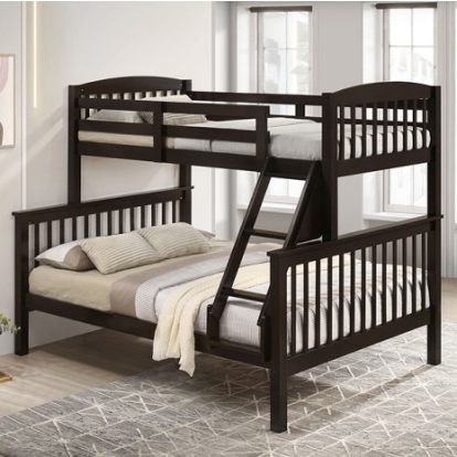 Furniture Of America Brookings Transitional Solid Hardwood Dark Walnut Twin/Full Bunk Bed | NX-BK001DB-BED