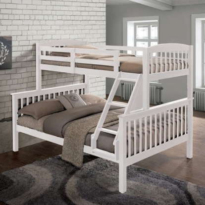 Furniture Of America Brookings Transitional Solid Hardwood White Twin/Full Bunk Bed | NX-BK001WH-BED