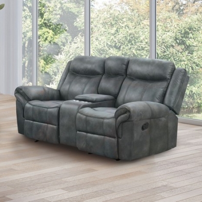 Furniture Of America Agata Transitional Leatherette, Solid Wood, Others Dark Gray Glider Recliner Loveseat | NX6001DG-LV