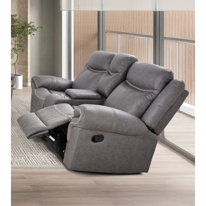 Furniture Of America Agata Transitional Leatherette, Solid Wood, Others Warm Gray Glider Recliner Loveseat | NX6001WG-LV