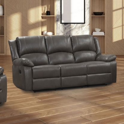 Furniture Of America Letha Transitional Breathable Leather, Solid Wood, Others Gray Manual Sofa | NX6008GY-SF