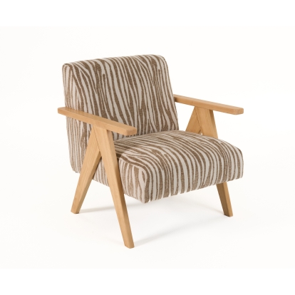 Modrest Oakhurst Modern Beige Pattern + Wood Accent Chair Beige Accent Chair 81912 VGHM-ST293-BGE
